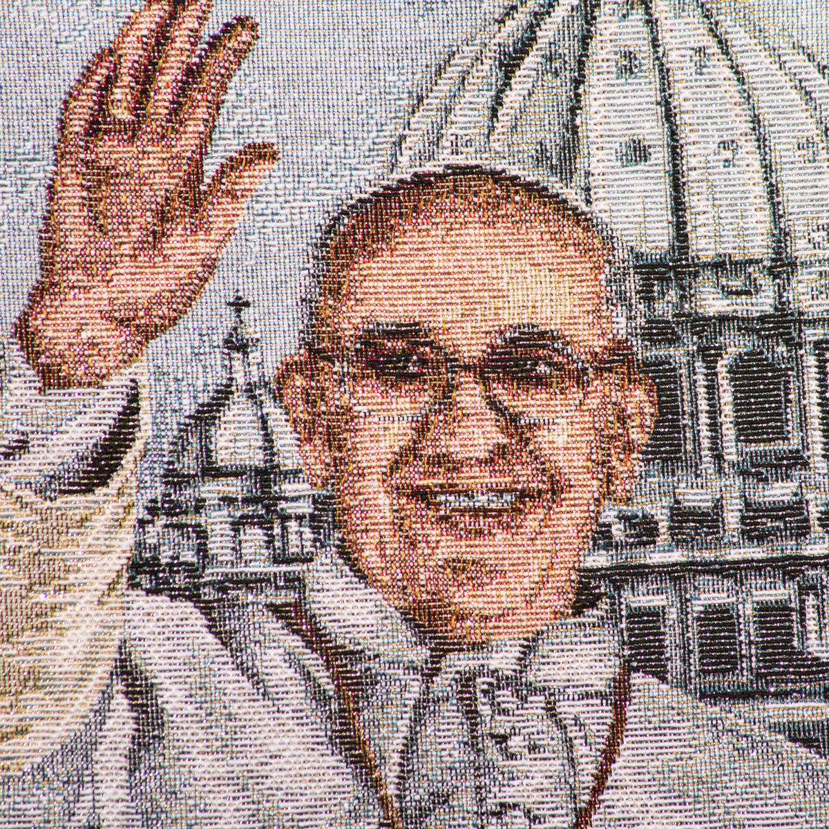 Tapestry of Pope Francis with St. Peter's Basilica – Galleria Mariana