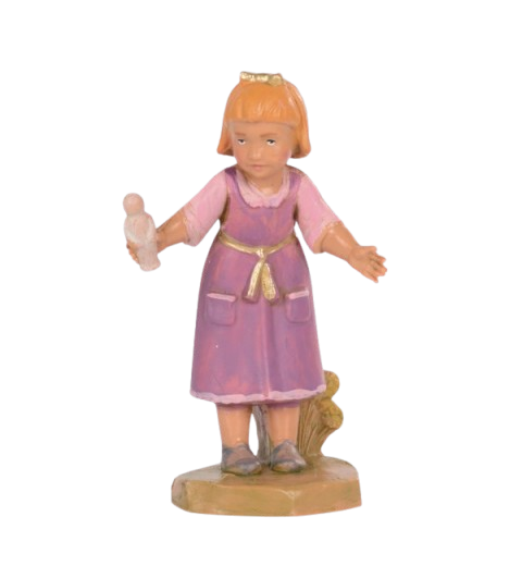 Bambina con bambola n. 728 per presepe Fontanini di 12 cm - Galleria Mariana