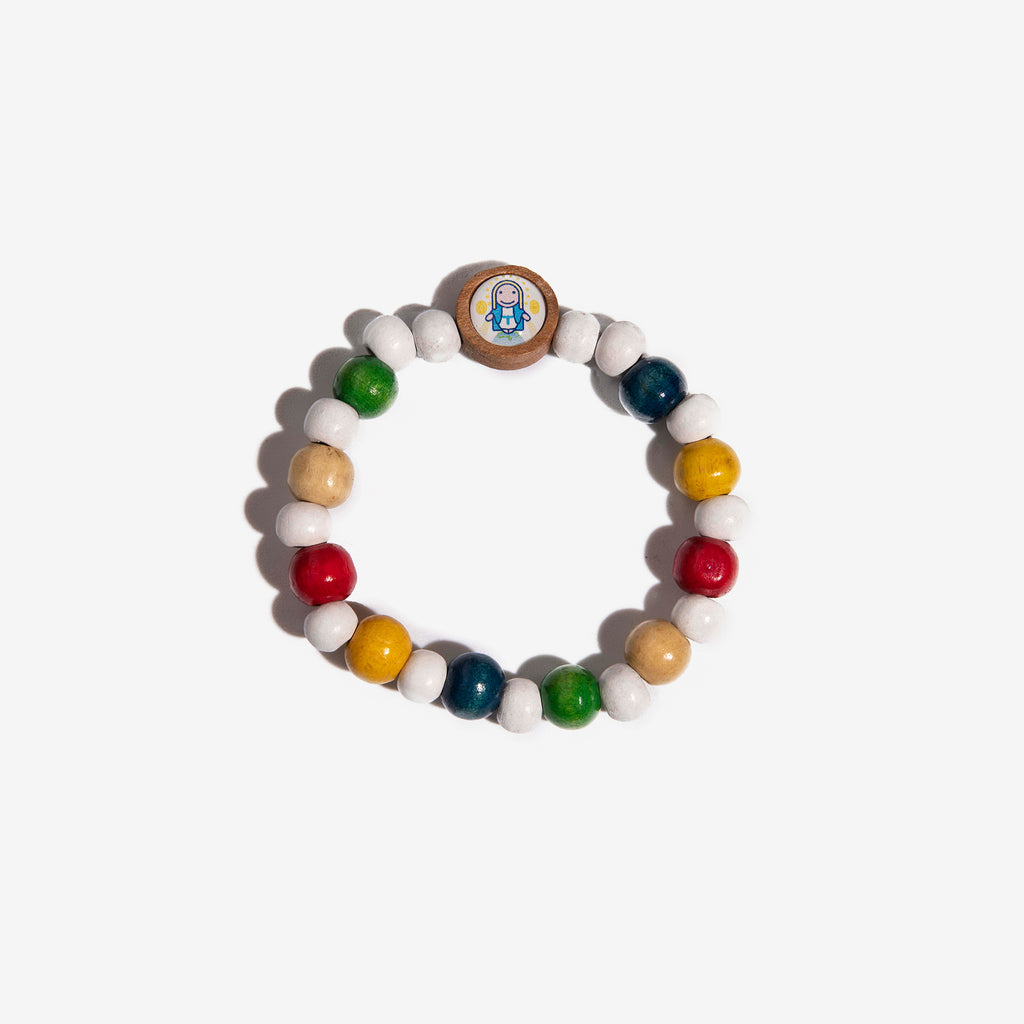 Bracciale colorato con elastico per bambini in legno - Galleria Mariana