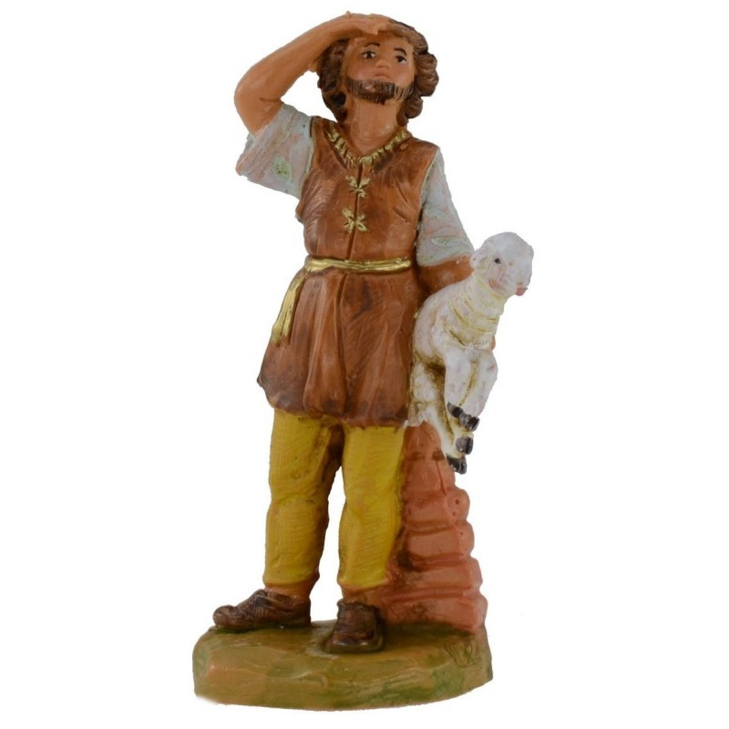 Pastore con pecora in braccio n. 975 per presepe Fontanini di 9,5 cm - Galleria Mariana