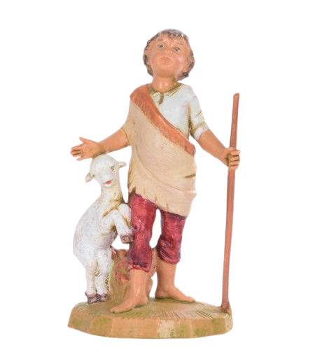 Pastorello con agnello n. 720 per presepe Fontanini di 12 cm - Galleria Mariana