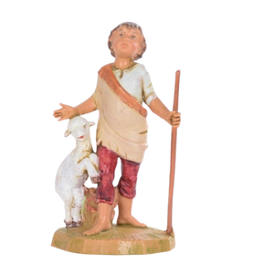 Pastorello con agnello n. 720 per presepe Fontanini di 12 cm - Galleria Mariana