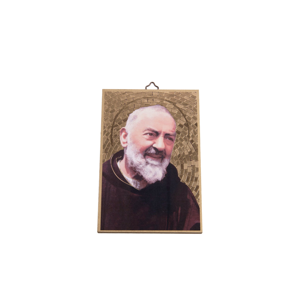 Quadro di legno in foglia oro di San Padre Pio - Galleria Mariana