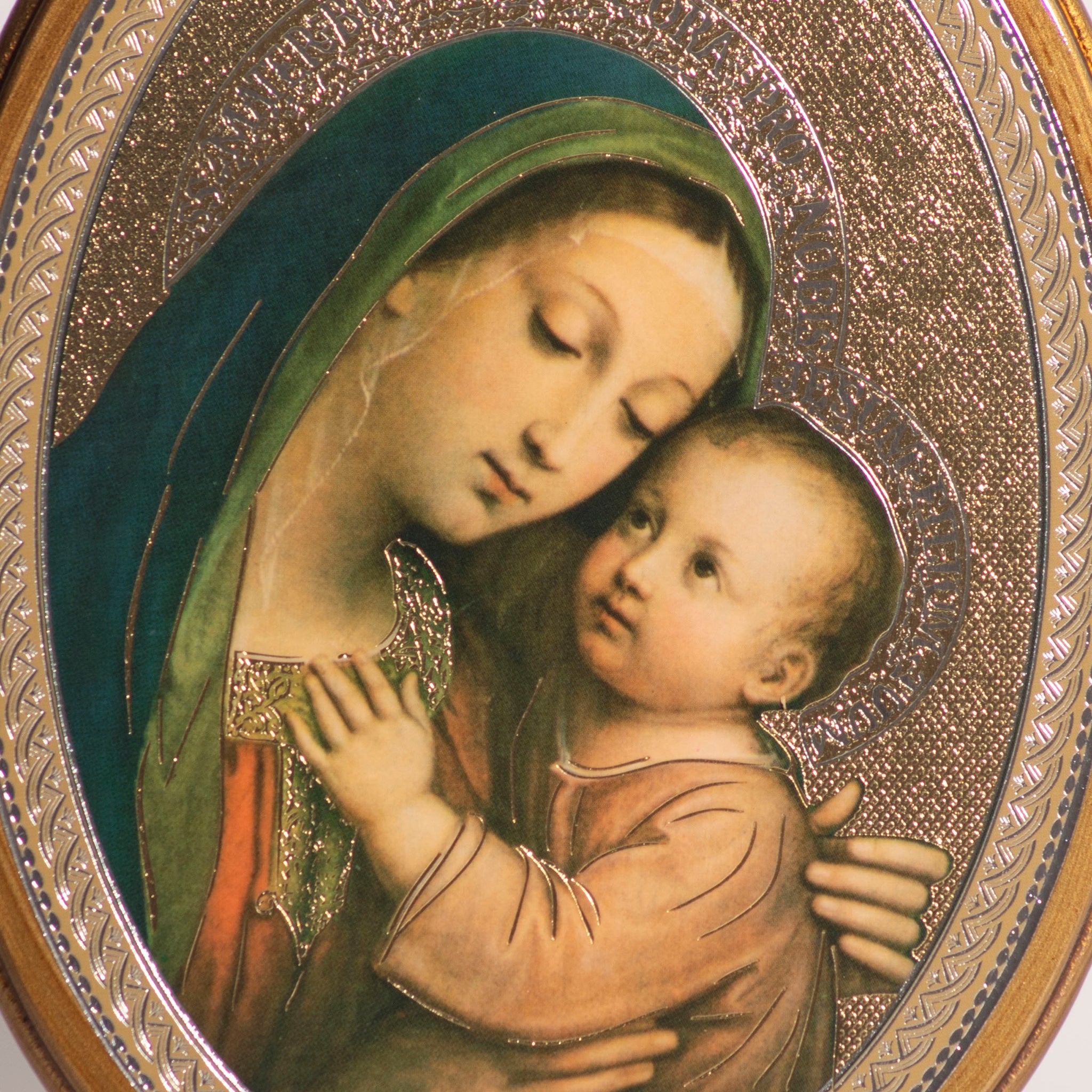 Particolare Quadro ovale in legno smaltato della Madonna del Buon Consiglio - Galleria Mariana