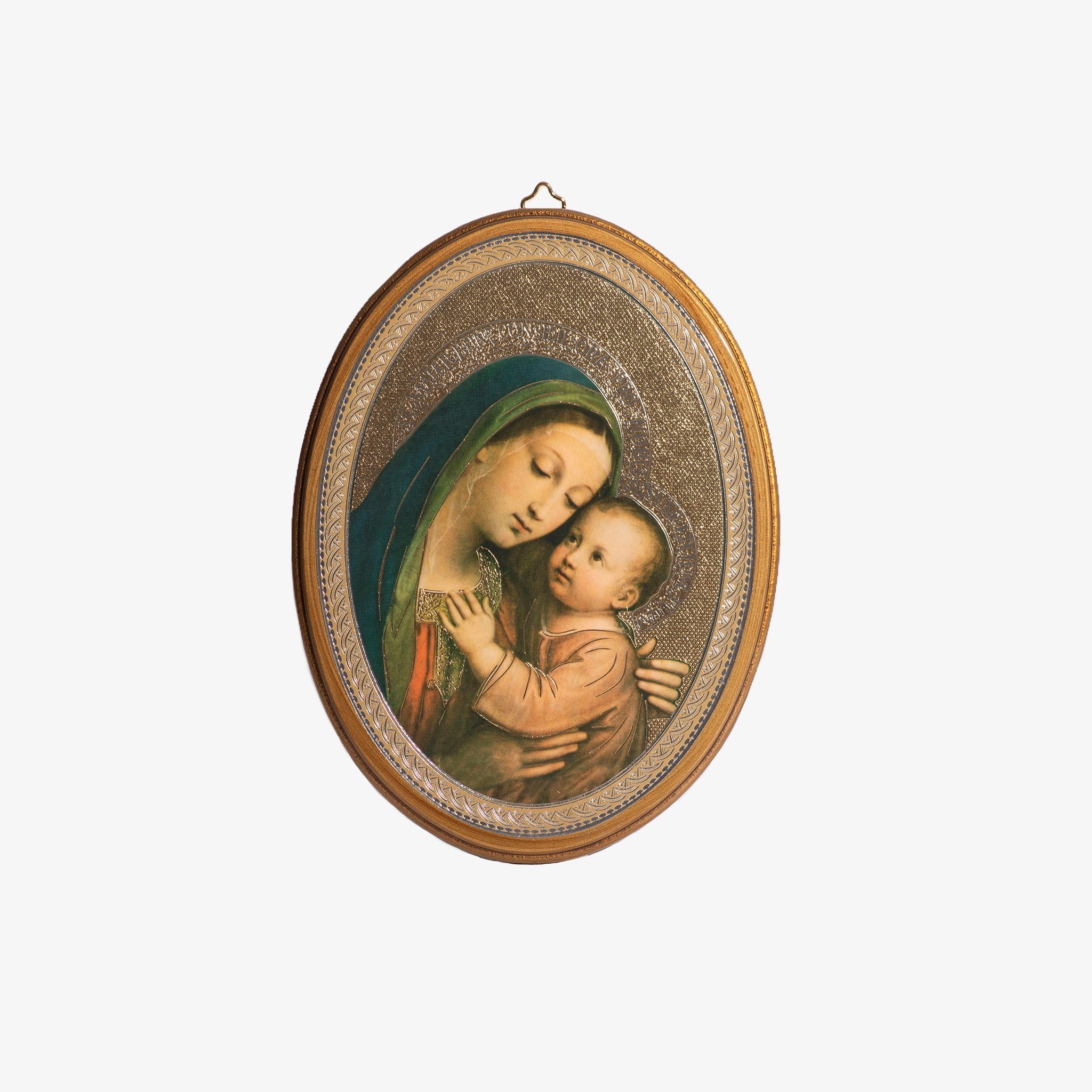 Quadro ovale in legno smaltato della Madonna del Buon Consiglio - Galleria Mariana