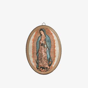 Quadro ovale in legno smaltato della Madonna di Guadalupe - Galleria Mariana