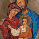 Particolare Quadro ovale in legno smaltato della Sacra Famiglia - Galleria Mariana