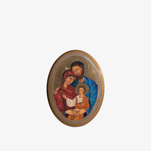 Quadro ovale in legno smaltato della Sacra Famiglia - Galleria Mariana