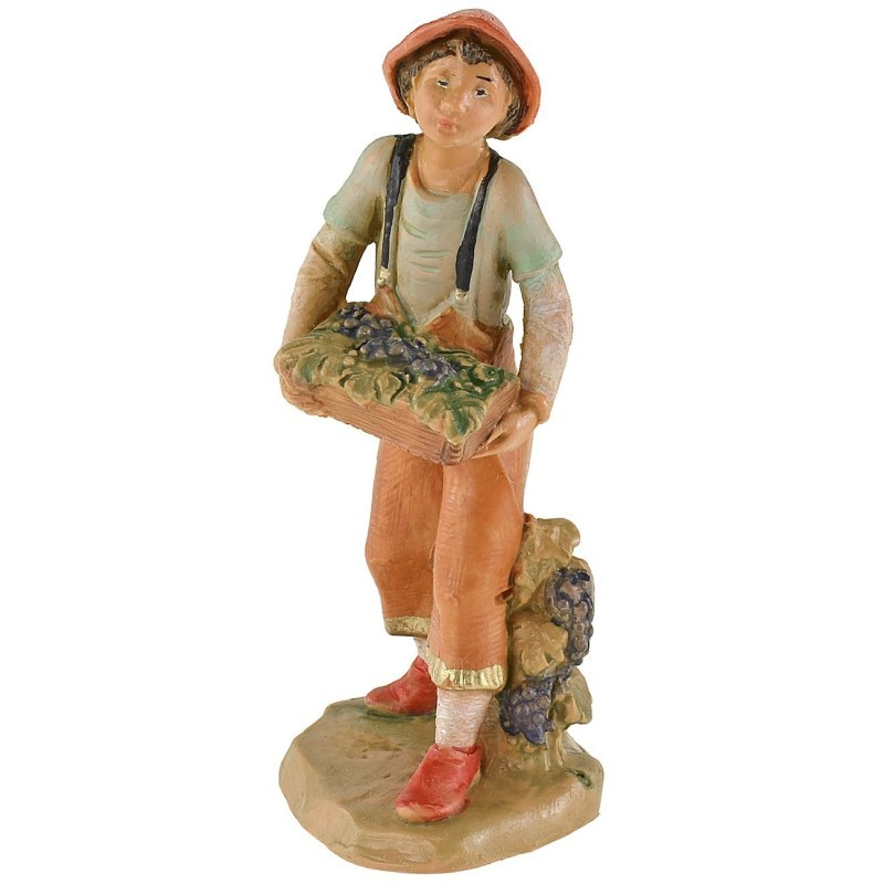 Ragazzo con cassetta d'uva n. 926 per presepe Fontanini di 9,5 cm - Galleria Mariana