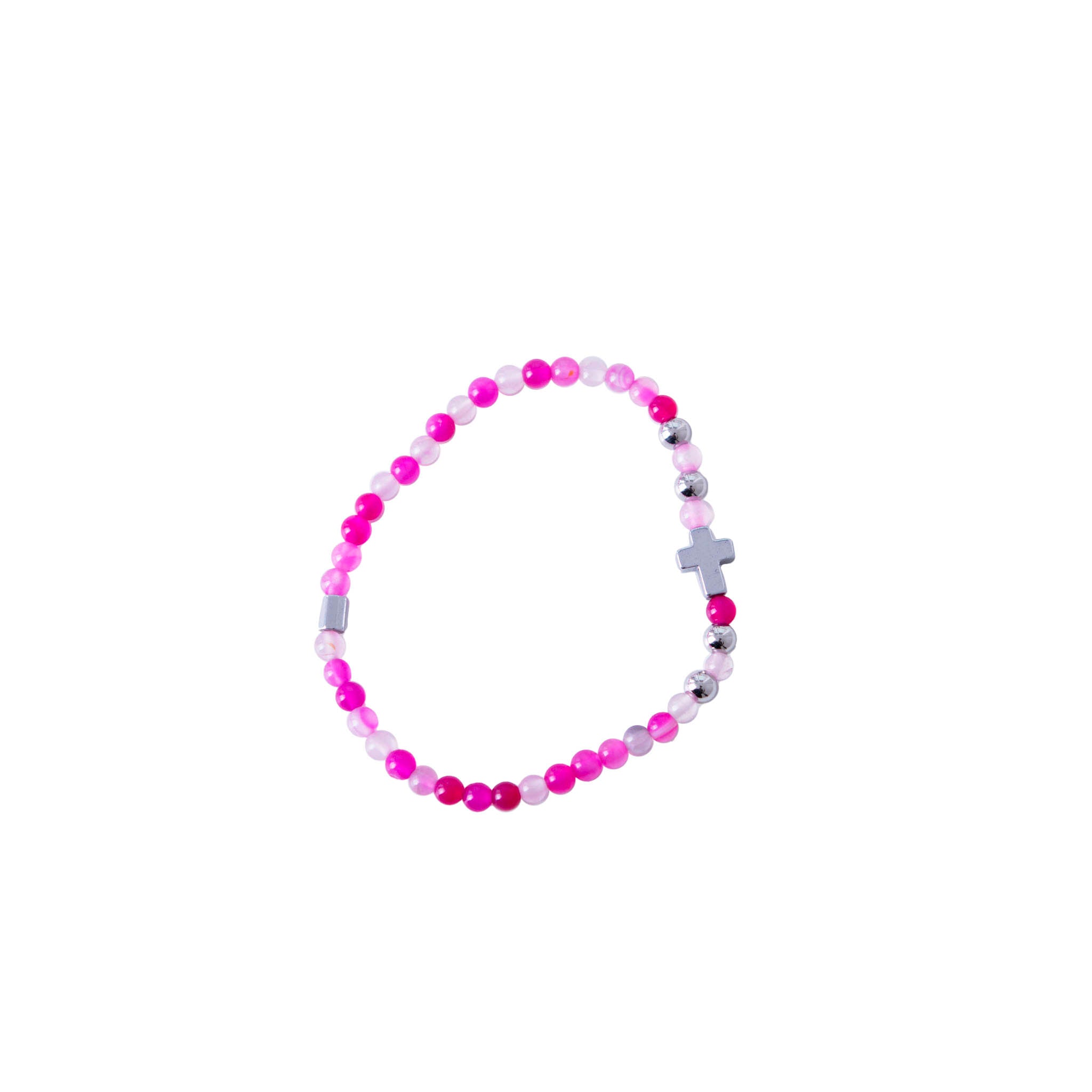 Rosario bracciale con agata brasiliana rosa da 3 mm - Galleria Mariana