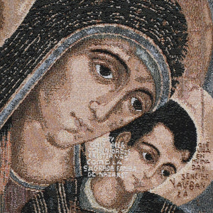 Particolare Arazzo in tela d'oro della Madonna in stile bizantino - Galleria Mariana