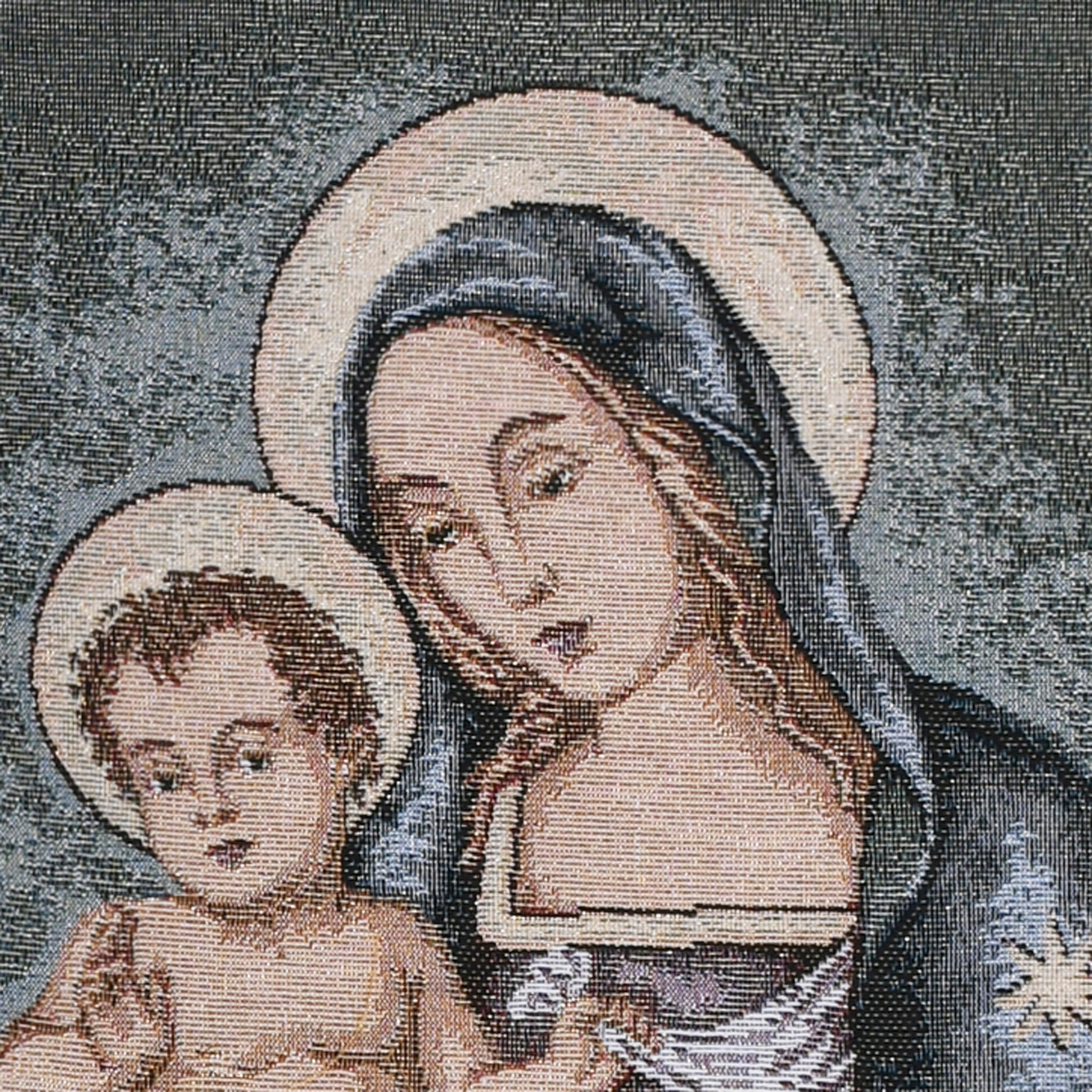 Particolare Arazzo in tela d'oro della Madonna col bambino - Galleria Mariana