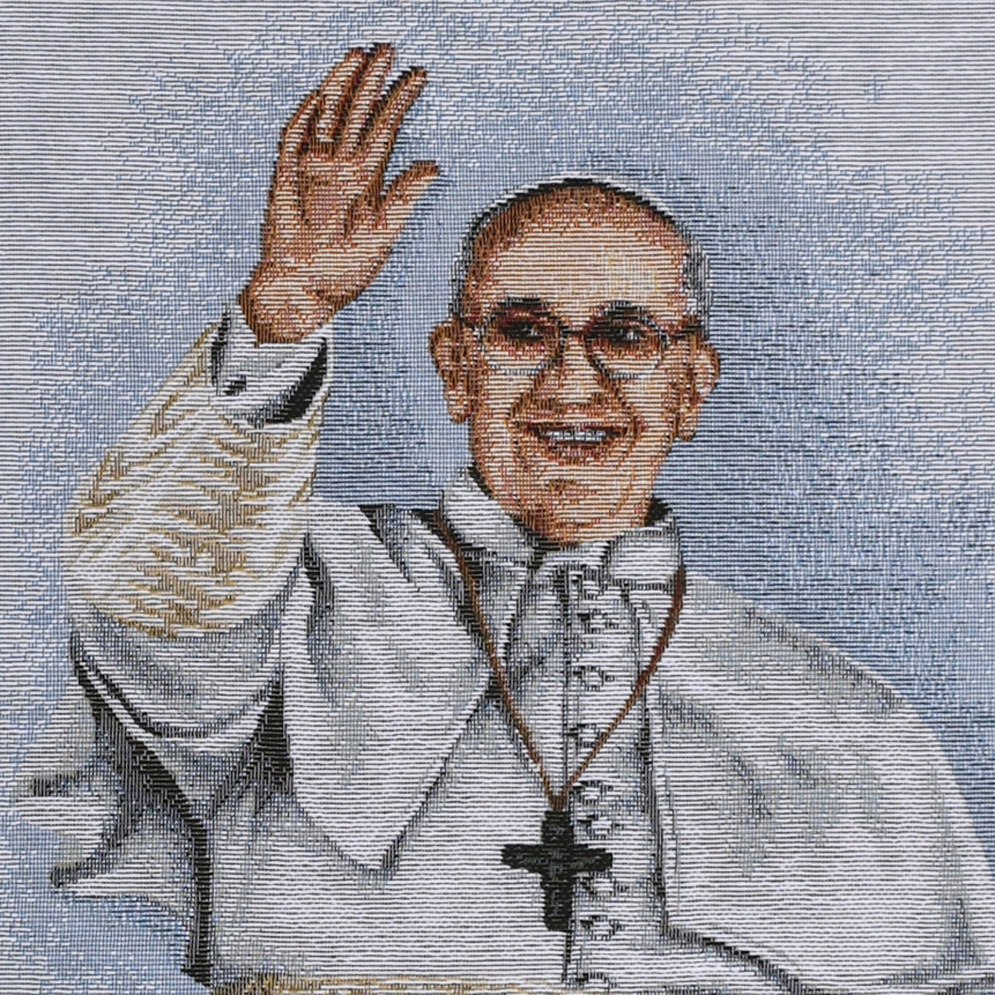 Tapiz de lona dorada del Papa Francisco