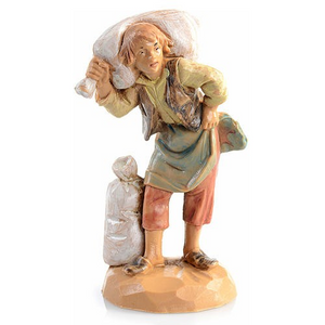 Pastore con sacco in spalla n. 13 per presepe Fontanini di 6,5 cm - Galleria Mariana