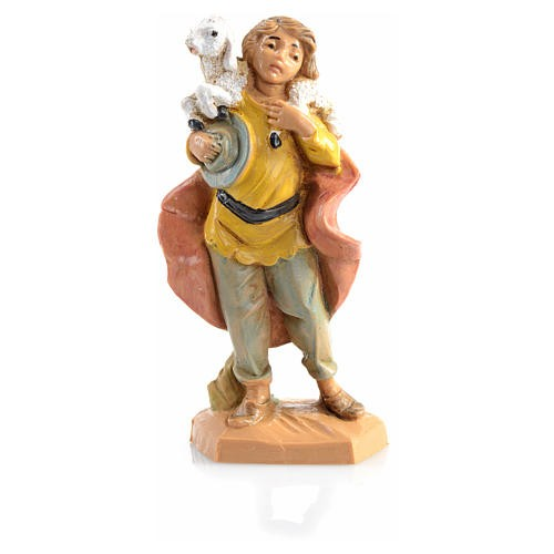 Pastorello con agnello in spalla n. 9 per presepe Fontanini di 6,5 cm - Galleria Mariana